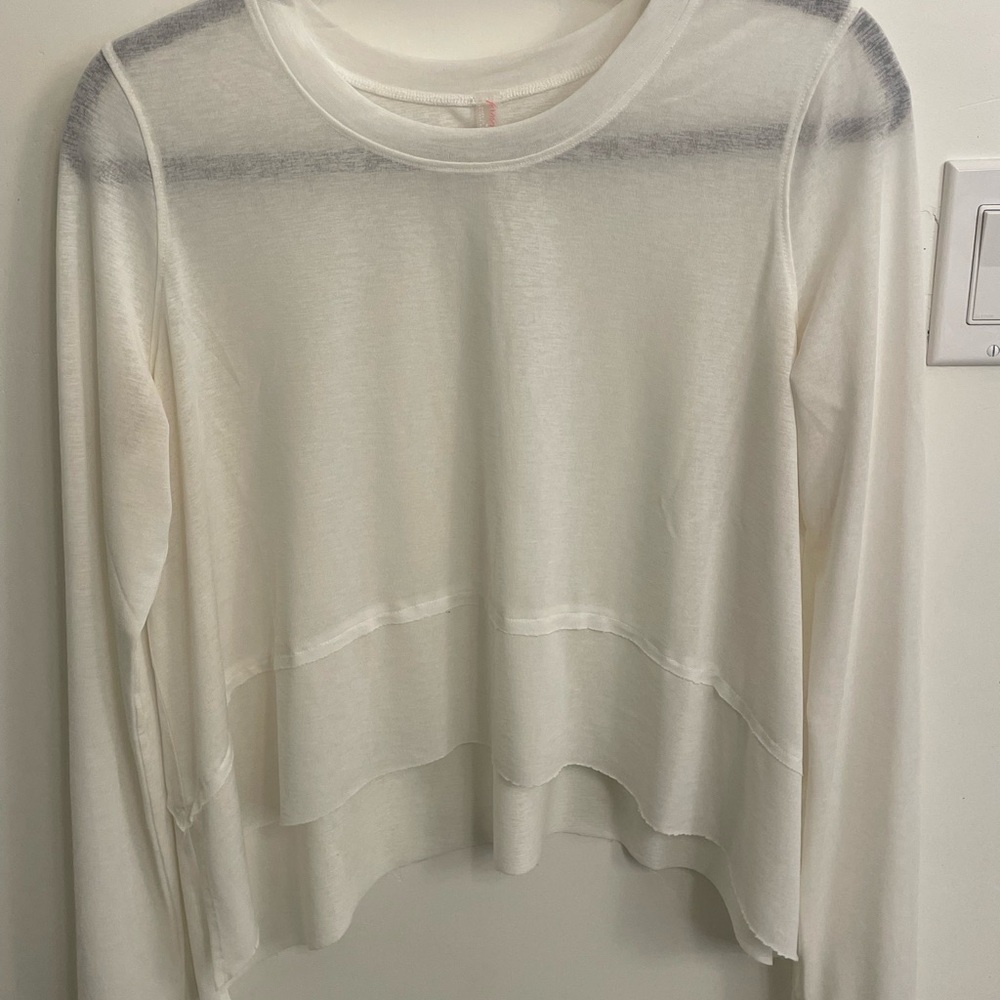Free People Movement White Long Sleeve Sheer Top